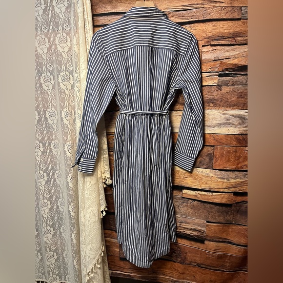 J. Crew Long Sleeve Striped Button Dress w/ Tie and Pockets (074) - Picture 6 of 8